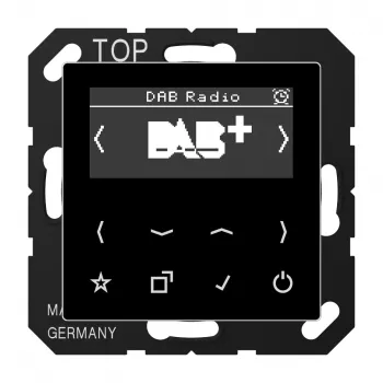 JUNG Smart Radio DABASW Rádio despertador DAB+ FM com alarme, temporizador de sono, altifalante mono, preto
