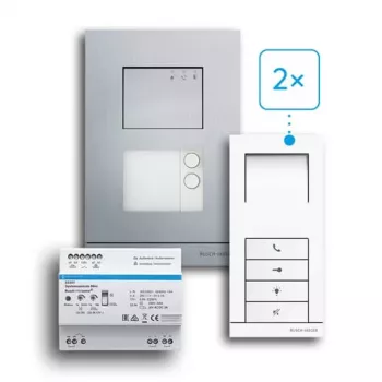 BUSCH-JAEGER 83-2FH Conjunto de Áudio para Casa de Duas Famílias, Instalação à Superfície de 2 Fios (2CKA008300A1464)