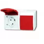 Busch-Jaeger Tomada Dupla SCHUKO com Tampa Basculante Vermelha, Horizontal, 16 A, Encastre