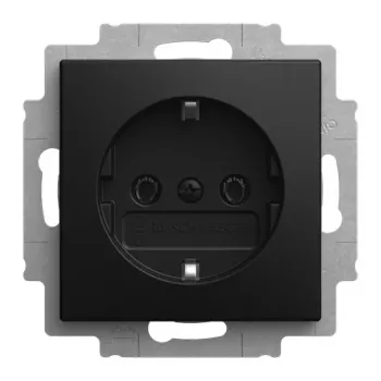 Mecanismo de tomada SCHUKO BUSCH-JAEGER Busch-balance SI 20 EUCR-915, preto mate, encastrar, 16 A, 250 V, terminais de parafuso, sem garras de expansão 2CKA002011A6344