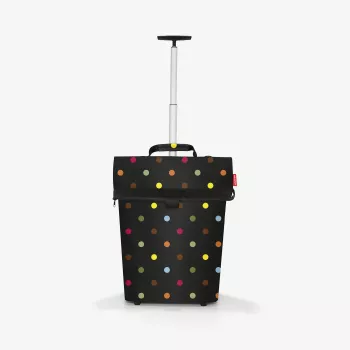 Carrinho de compras Reisenthel Trolley M saco, 43 L, poliéster, preto com pontos, 2 rodas, puxador telescópico (NT7009)
