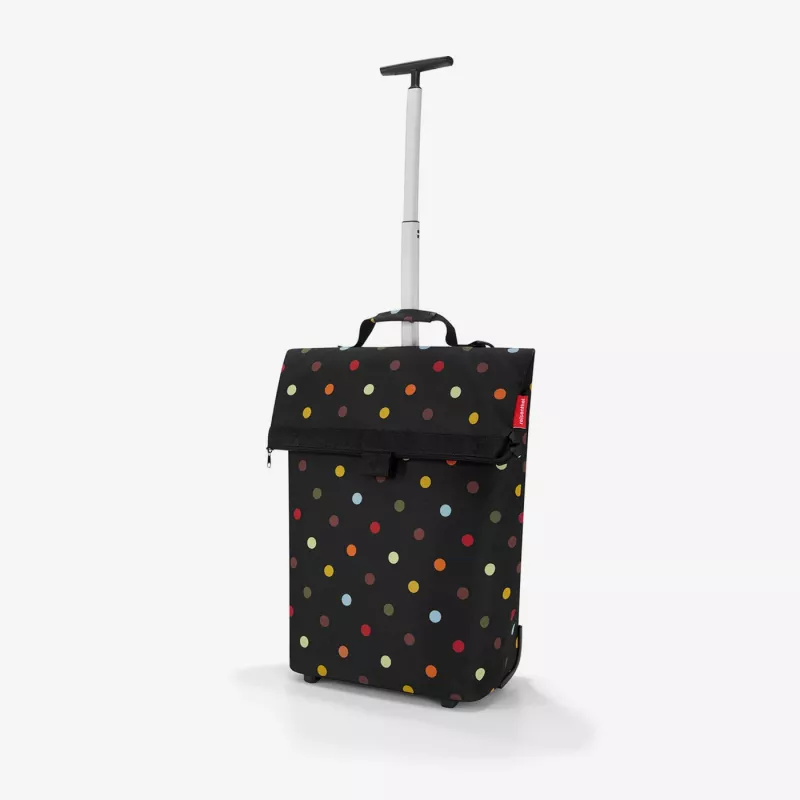 Reisenthel trolley M saco trolley, poliéster, preto às bolinhas, cores mistas, 2 rodas (NT7009)
