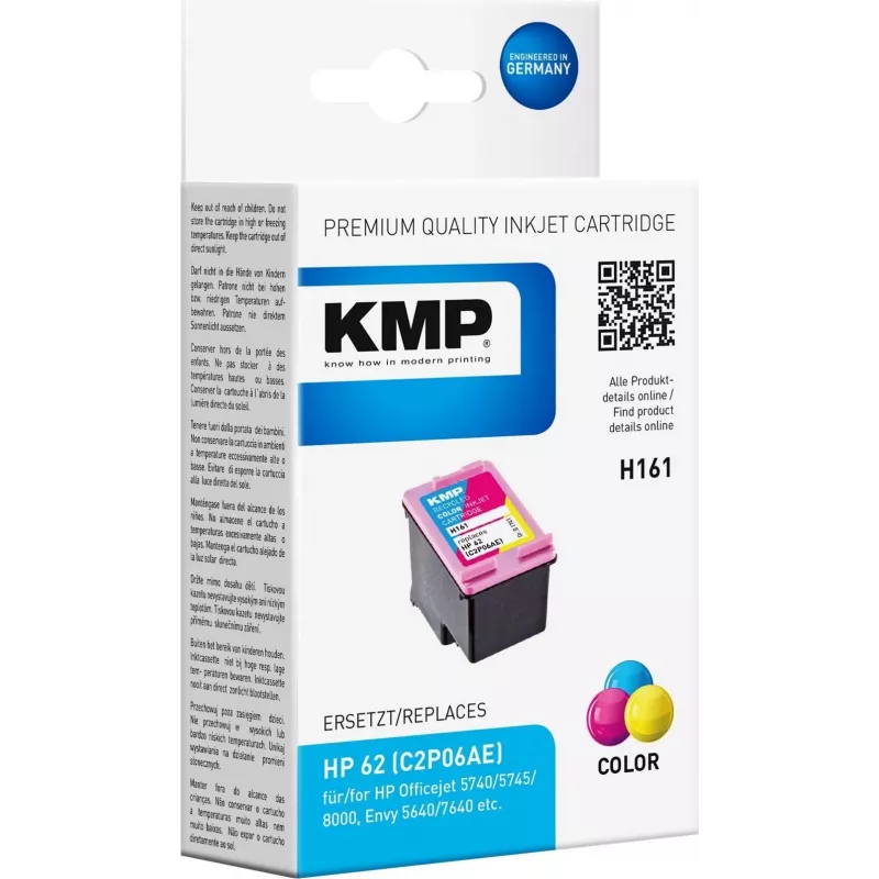 KMP H161 cartucho de tinta tri-colour (ciano, magenta, amarelo) para HP 62 – 4,5 ml 1741.4830