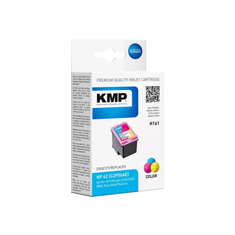 KMP H161 cartucho de tinta tri-colour (ciano, magenta, amarelo) para HP 62 – 4,5 ml 1741.4830