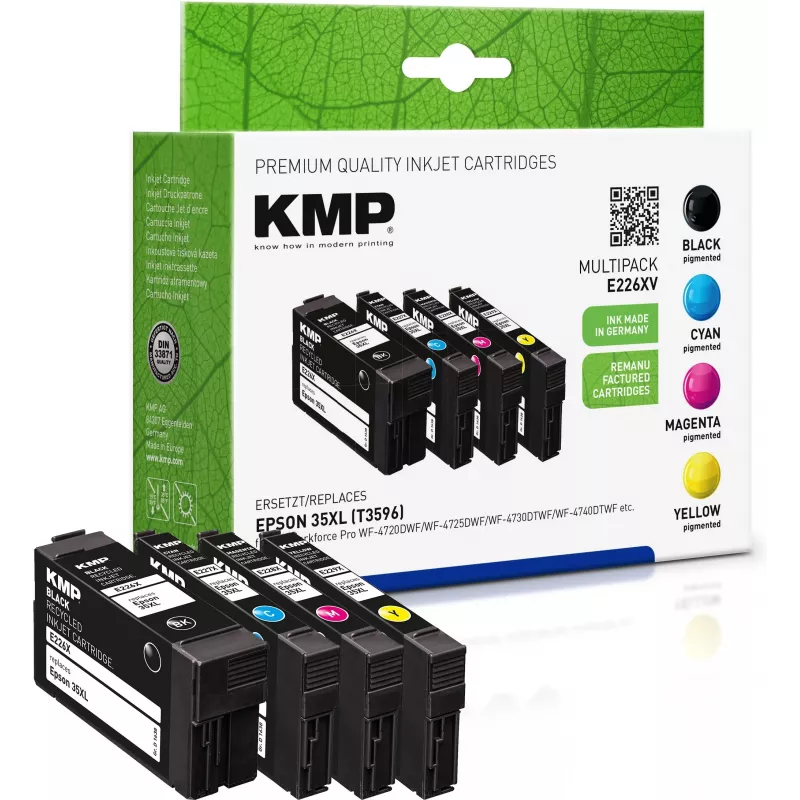 KMP 1637,4005 pack múltiplo de cartuchos de tinta compatíveis para Epson Workforce Pro WF-3720 série - preto, ciano, magenta, amarelo (pack de 4) 1638,4005