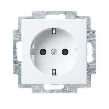 Busch-Jaeger mecanismo de tomada SCHUKO 100 unidades, pack económico de 20, branco/cinzento claro 2CKA002013A5545