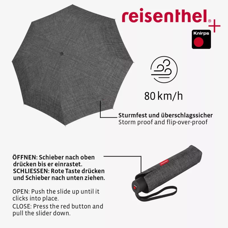 Reisenthel RS7052 guarda-chuva, tamanho completo, redondo, poliéster, cinzento