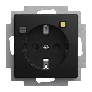 Tomada Schuko Busch-Jaeger FI-Schukomat com interruptor diferencial, 16 A, 10 mA, encastrar, preto mate 2CKA003116A0673