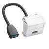 Ligação USB 2.0/3.0 OBO Bettermann MTS-U3A F RW1, 1 módulo, saída inclinada, com cabo de ligação, branco puro RAL 9010 (6104934)