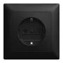 Tomada SCHUKO de encastrar Busch-Jaeger BJ 20 EUJR-915, placa completa, sem garras de expansão, preto mate 2CKA002011A6346