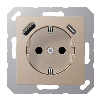Tomada SCHUKO JUNG com USB Type-A e Type-C A1520-15CACH