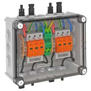 OBO VG-BC900S11 Solução de sistema fotovoltaico em caixa, 2x1 string PV para 2 saídas, SPD Tipo 2, 900 V DC 5088565