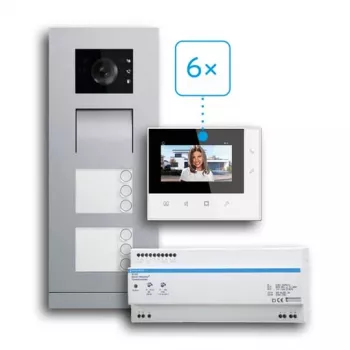 BUSCH-JAEGER 83-6FHVIDEO/SET Kit de vídeo para edifício de 6 frações, 2 fios, montagem à superfície (2CKA008300A1466)