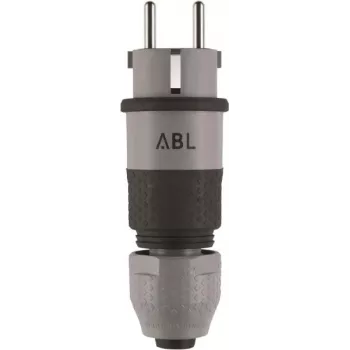 ABL 100000070 Ficha híbrida SCHUKO e francesa/belga profissional, cinzento, IP54, 16A, 250V, terminais de parafuso, montagem em cabo