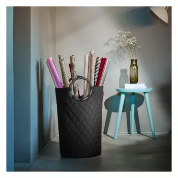 Cesto de arrumação Reisenthel loophome M – preto, estrutura em alumínio, poliéster, 15 L, dobrável VS7071