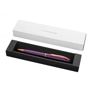 Caneta de esferográfica Pelikan Jazz Noble Elegance, violeta, anel decorativo cromado, mecanismo rotativo, recarga azul média, caixa de oferta 400198310