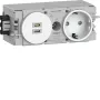 Tomada SCHUKO encastrar Hager Winsta com 2x USB-C PD 20W carregador, branco puro GS17009016