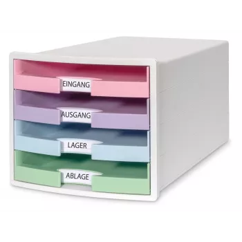 Gaveteiro HAN IMPULS DIN A4, 4 gavetas, rosa/lilás/azul/verde 1013-129D