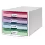 Gaveteiro HAN IMPULS DIN A4, 4 gavetas, rosa/lilás/azul/verde 1013-129D