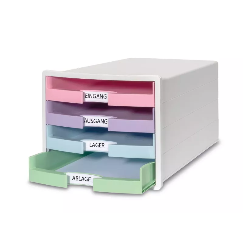 Gaveteiro HAN IMPULS DIN A4, 4 gavetas, rosa/lilás/azul/verde 1013-129D