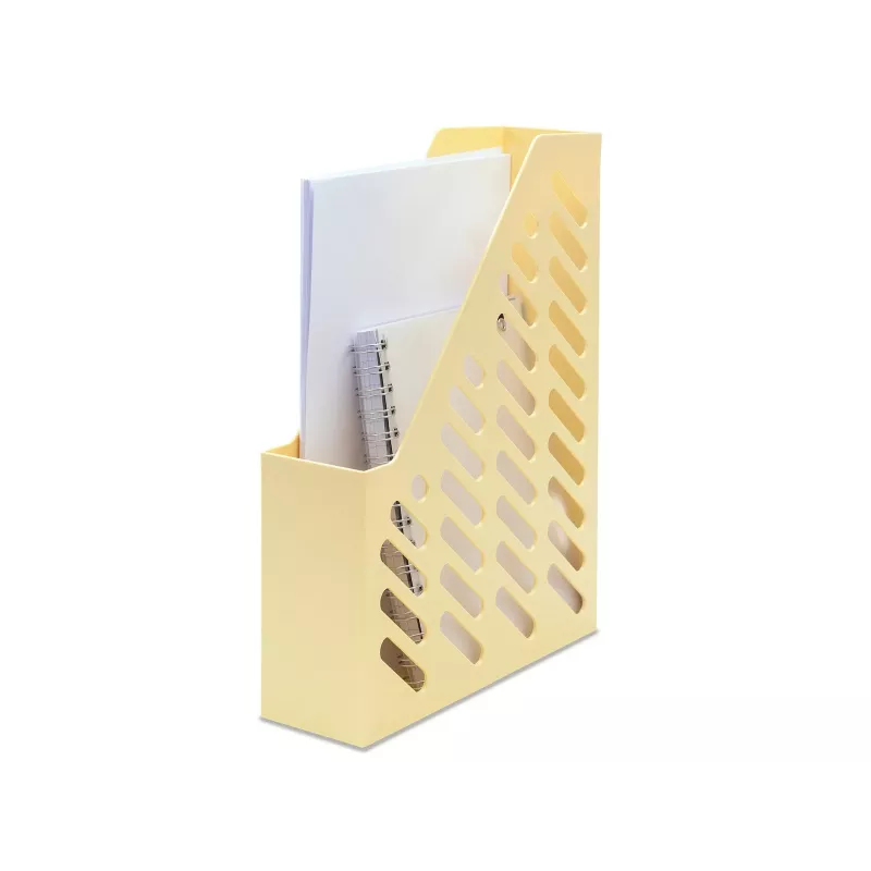 HAN KLASSIK porta-revistas A4/C4 amarelo pastel, poliestireno, orifício para pega, grelha lateral, pack de 10 (1601-815)