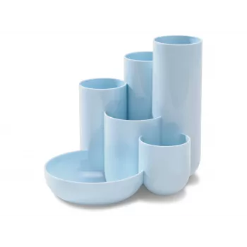 HAN CAMPUS organizador de secretária multi-compartimentos, 6 compartimentos, poliestireno, azul pastel, 5 tubos e 1 compartimento para peças pequenas 17480-884