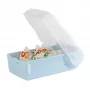 HAN CROCO caixa de fichas A8 formato horizontal, azul pastel corpo transparente com tampa transparente, polipropileno 998-884