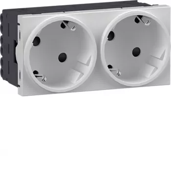HAGER GS20229016 Tomada SCHUKO, 2 tomadas, 33°, branco tráfego