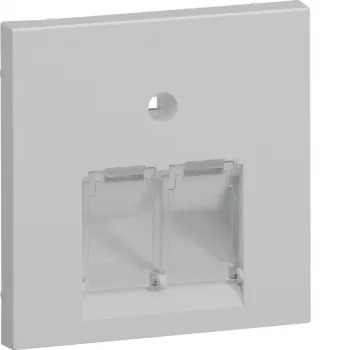 Hager GZUAE2A7035 Tampa central para 2 tomadas de ligação UAE/RJ45, cinzento-claro RAL 7035