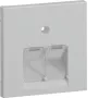 Hager GZUAE2A7035 Tampa central para 2 tomadas de ligação UAE/RJ45, cinzento-claro RAL 7035