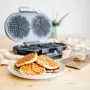 Steba WE 2 máquina de waffles dupla, luz indicadora, dobrável, revestimento antiaderente, preta 183400