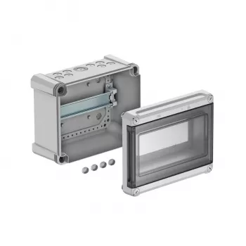 OBO Bettermann SDB 09L Quadro de distribuição pequeno, 9 módulos, saliente, porta transparente, cinzento 2008828