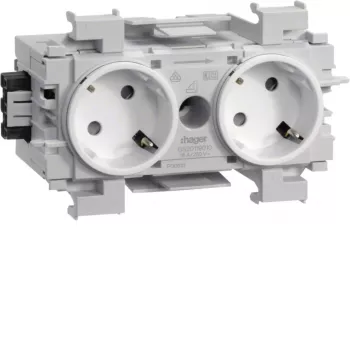 HAGER GS20119016 Tomada dupla 45° invertida com bloqueio frontal, cinzento