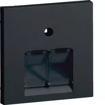 Hager espelho central GZUAE2A9011 UAE 2 tomadas preto grafite - espelho central - preto