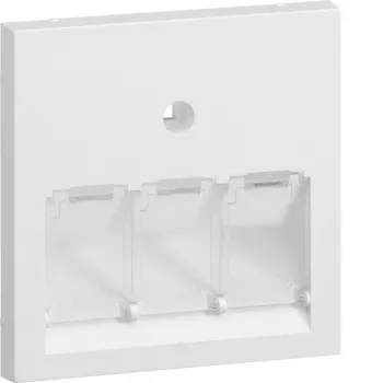Hager GZUAE3A9016 Placa central para tomadas de dados UAE, 3 vias, branco tráfego (RAL 9016)