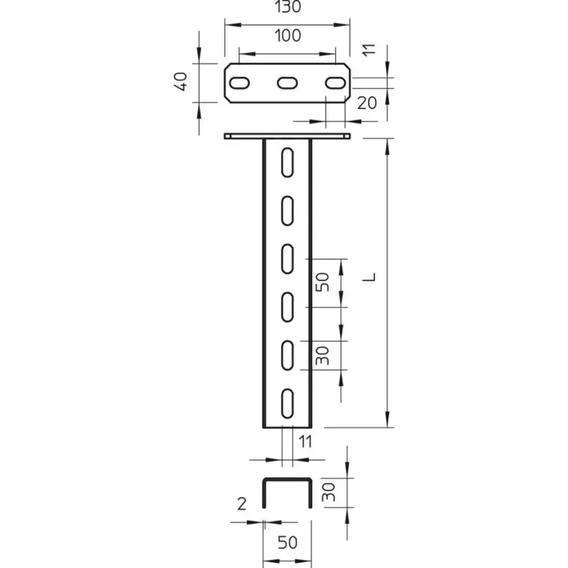 OBO Bettermann haste de suspensão US 3 K/90 50x30x900 aço galvanizado a quente 6342366