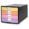 HAN IMPULS caixa de gavetas, 4 gavetas, preto/pastel, poliestireno, para DIN C4 1012-139