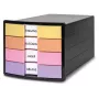 HAN IMPULS caixa de gavetas, 4 gavetas, preto/pastel, poliestireno, para DIN C4 1012-139