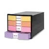 HAN IMPULS caixa de gavetas, 4 gavetas, preto/pastel, poliestireno, para DIN C4 1012-139