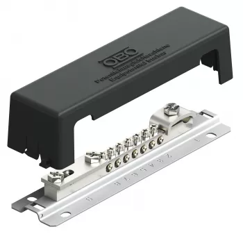 OBO BETTERMANN 1809 AM barra de ligação equipotencial com base metálica, 10 polos, cinzento 5015105