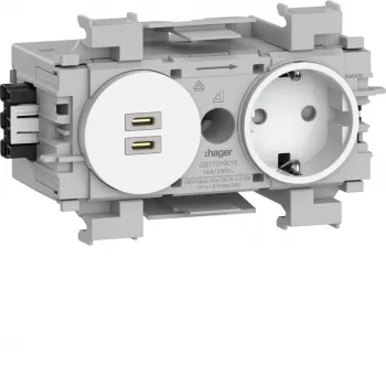 Hager Tomada Schuko Winsta com carregador USB-C PD 20W duplo, branco polar GS17019016