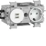 Hager Tomada Schuko Winsta com carregador USB-C PD 20W duplo, branco polar GS17019016