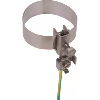 DEHN abraçadeira de tubo para ligação à terra para condutor plano ou redondo, diâmetro de tubo 26,9–165 mm, aço inoxidável, 540912