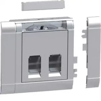 Hager GSETDM032LAN Conjunto de instalação de ligação de dados, 2x RJ45, Cat.6A, blindado, placa frontal de alumínio, tipo 03