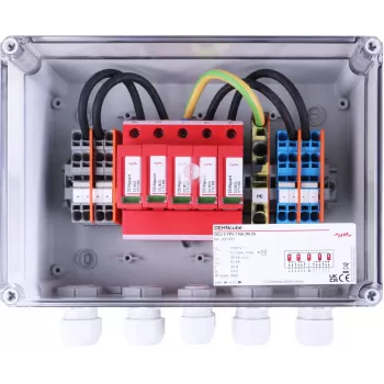 DEHN 900923 DCU 2 YPV 1100 2M 2S Caixa combinadora de strings fotovoltaicos com proteção contra sobretensão, IP65, 2 MPPT, 2 strings por MPPT