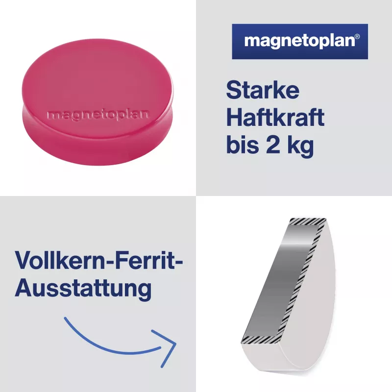 MAGNETOPLAN HOLTZ Íman Ergo Medium 1664018 30mm rosa 10 unidades