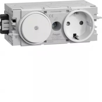 HAGER GS11009016 Tomada Schuko com interruptor de comutação, branco tráfego