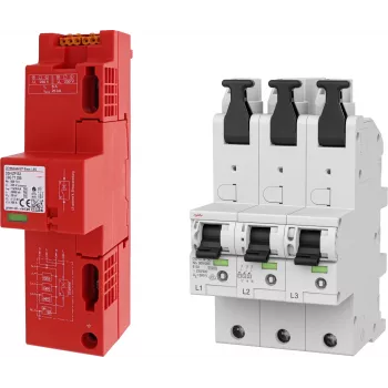 DEHN SET 3 DSH ZP B2 LSG 909657 Conjunto combinado de protetor de corrente de raio e sobretensão tipo 1+2, 3+1 polos, TT/TN-S, 230/400 V