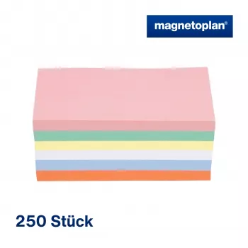 Cartões de comunicação MAGNETOPLAN HOLTZ retangulares 200 x 100 mm cores sortidas (rosa, verde, amarelo, branco, azul, laranja) - 250 cartões 112501510