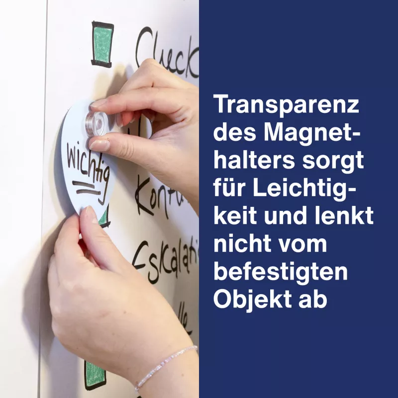 Ímanes de design magnetoplan HOLTZ, 25 mm, pack de 6 ímanes de neodímio com pega de acrílico transparente, polidos (1680025)